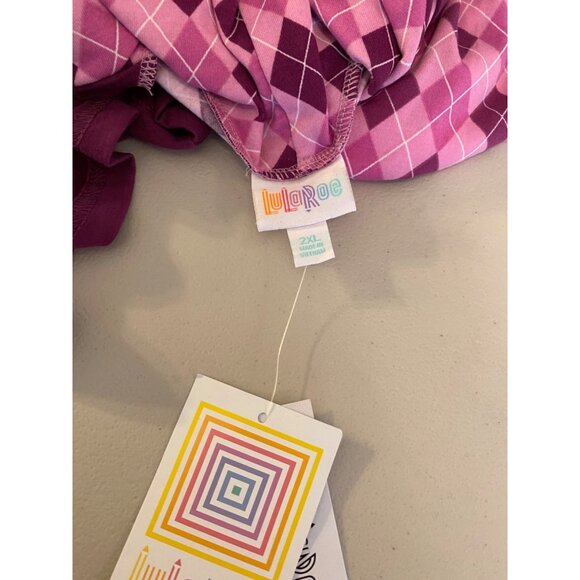 LuLaRoe Hooded Long-Sleeve Top Argyle Pattern & Solid Panels 2XL - Picture 3 of 10